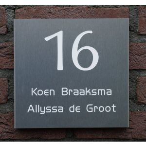 Gebogen aluminium naambord ALUGB-022 25x25cm