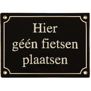 EM213 emaille blauw hier geen fietsen plaatsen